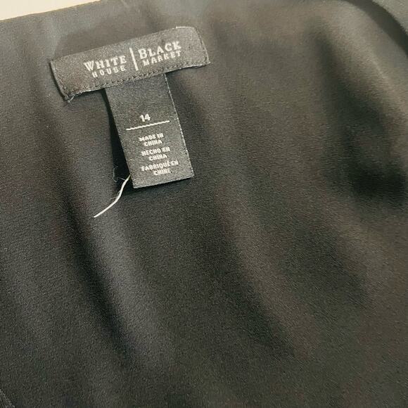 White House Black Market Ruffle Front Sleeveless Shift Dress Size 14 Black - Picture 4 of 8